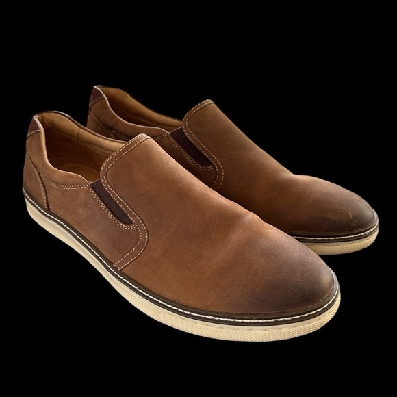 Johnston & Murphy Men’s 11.5M Brown Leather McGuffey Slip On Loafers Shoes Work - Picture 1 of 7